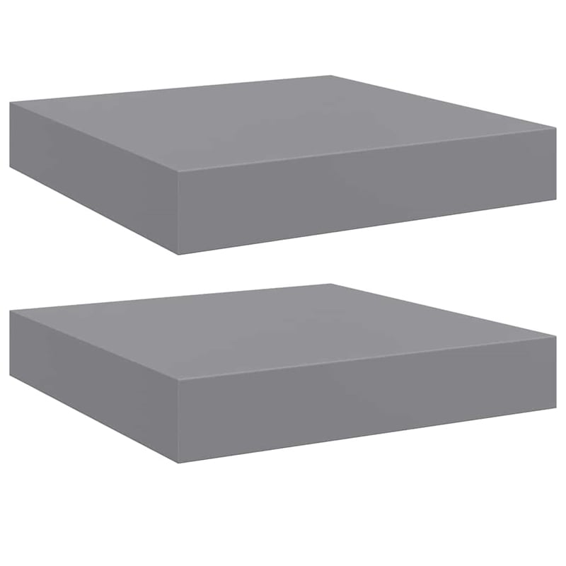 vidaXL MDF Sqaure Wall Shelf in Gray (Set of 2)