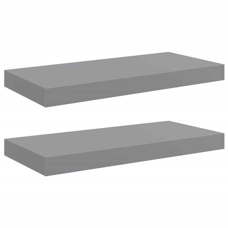 vidaXL MDF and Metal Wall Shelf in Grey Honeycomb (Set of 2)