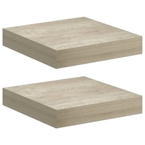 vidaXL MDF and Metal Wall Shelf in Oak Honeycomb (Set of 2)
