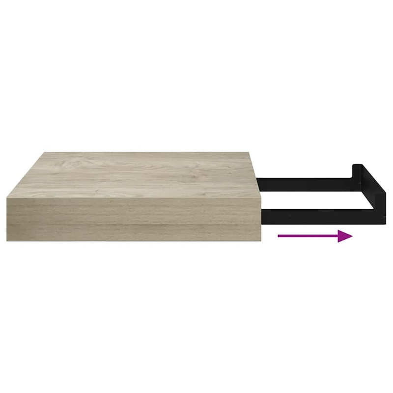 vidaXL MDF and Metal Wall Shelf in Oak Honeycomb (Set of 2)