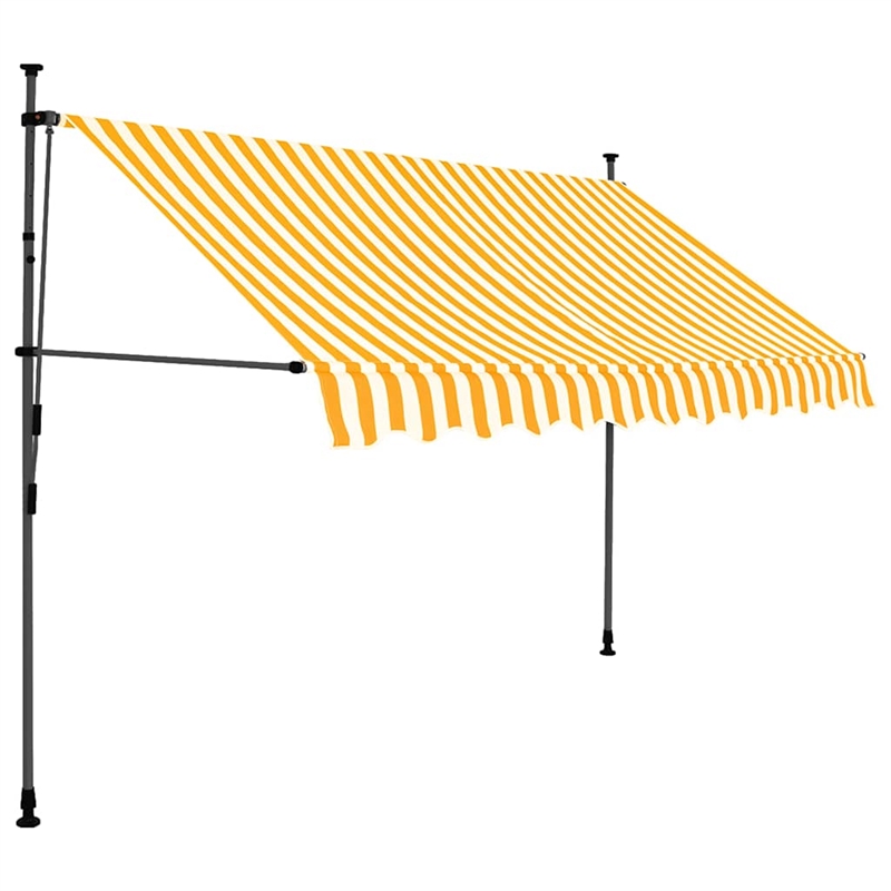vidaXL Polyester with PU coating Retractable Awning in White/Orange