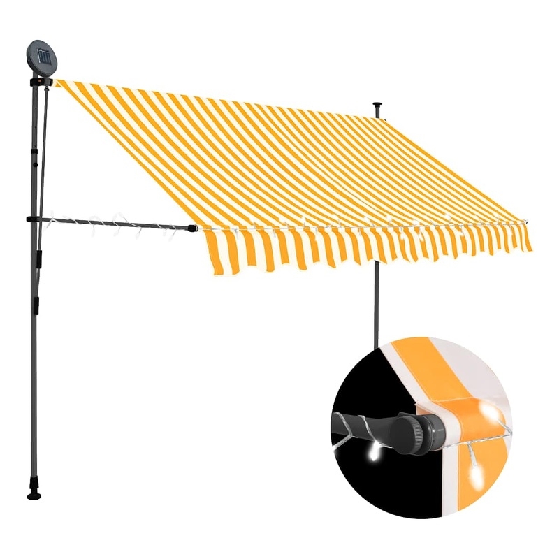 vidaXL Polyester with PU coating Retractable Awning in White/Orange