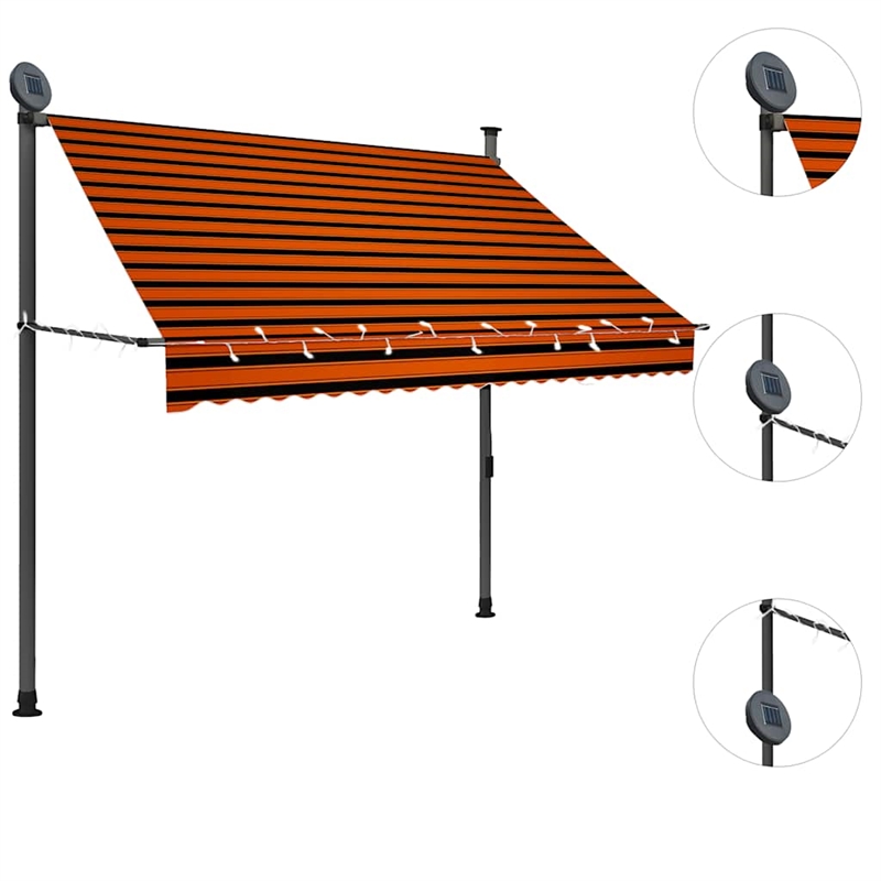 vidaXL Retractable Awning in Orange/Brown