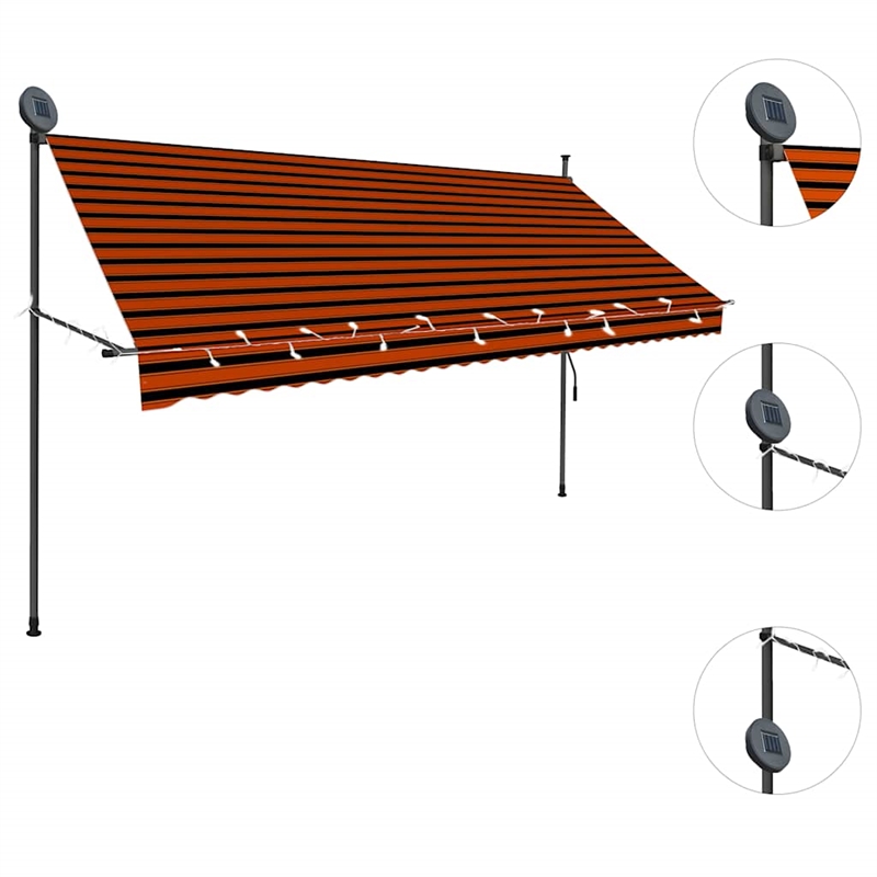 vidaXL Retractable Awning in Orange/Brown
