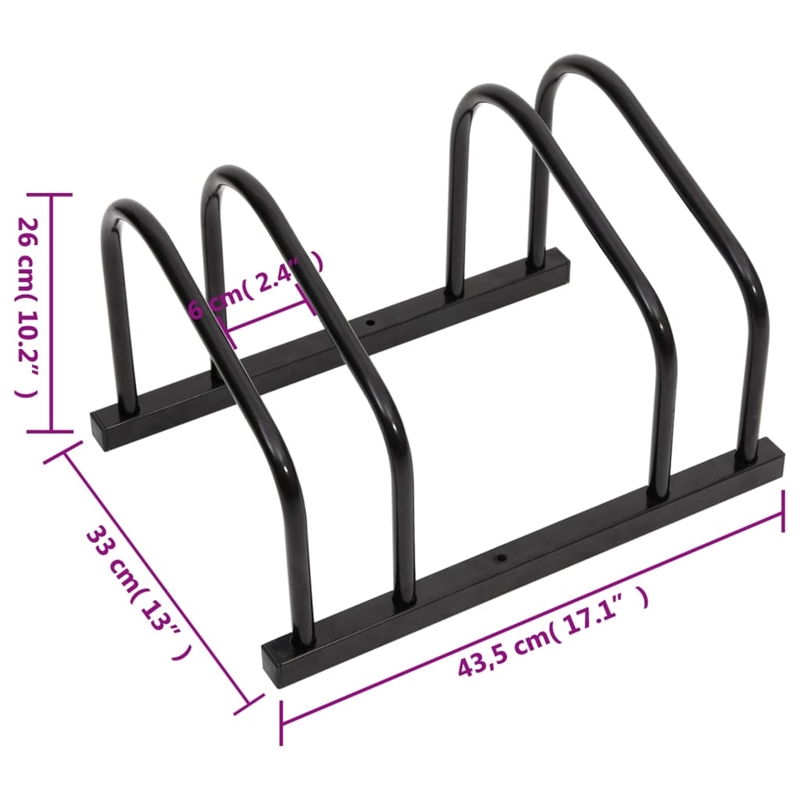 vidaXL Bike Rack for 2 Bikes in Black Steel