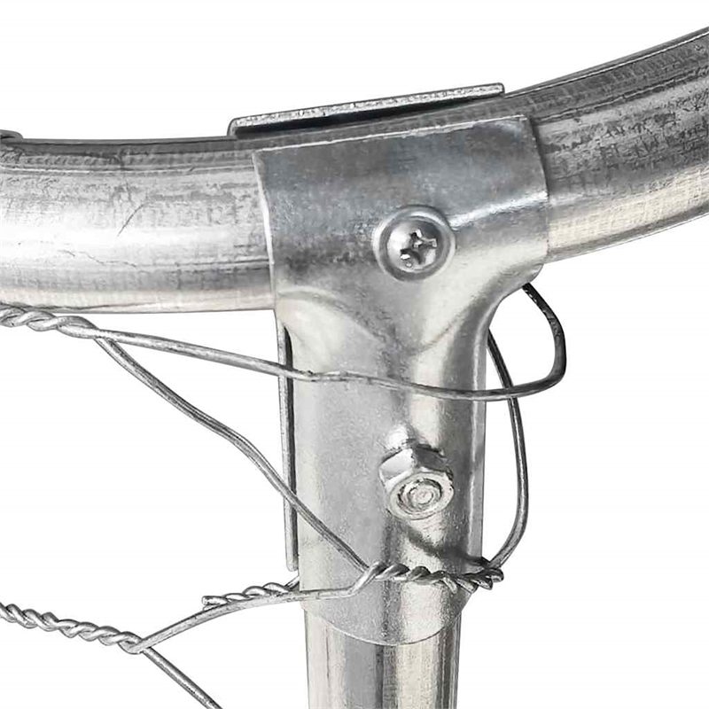 vidaXL Large Galvanized Steel and Polyethylene Dog Kennel in Silver