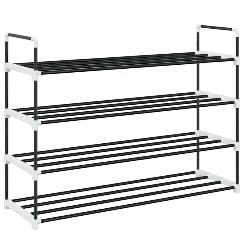 vidaXL Metal and Plastic Medium Shoe Rack in Black