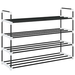 vidaXL Metal and Plastic Medium Shoe Rack in Black