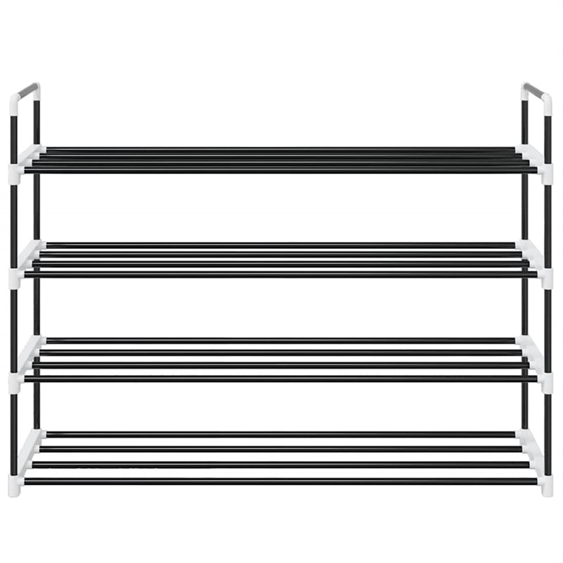 vidaXL Metal and Plastic Medium Shoe Rack in Black