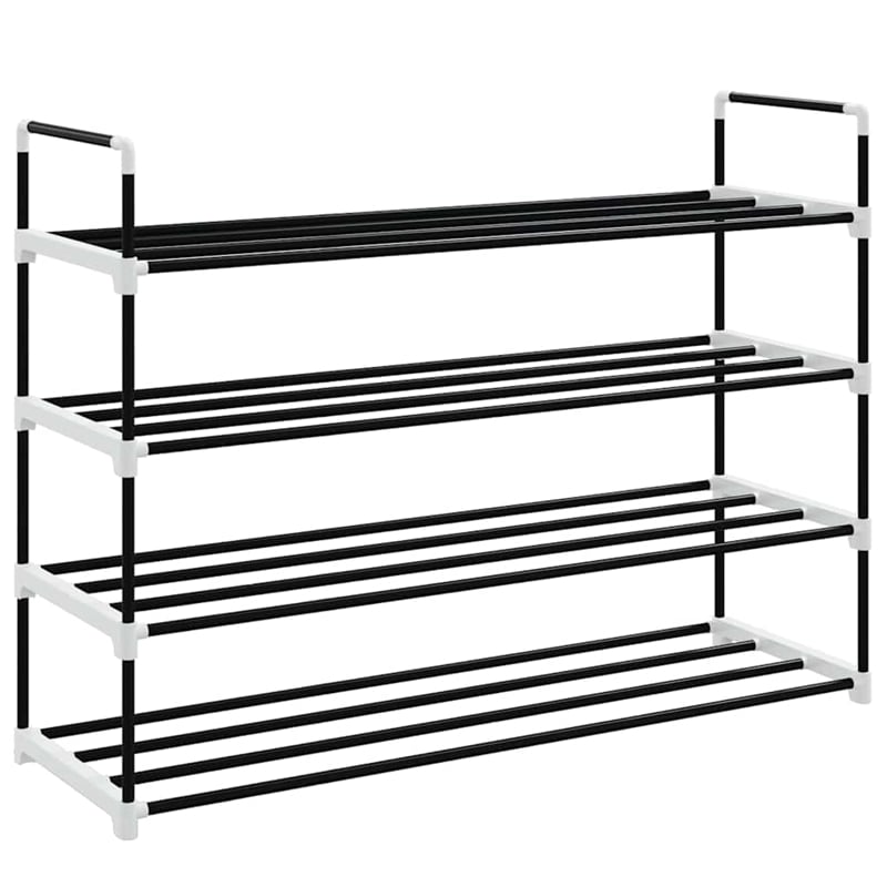 vidaXL Metal and Plastic Medium Shoe Rack in Black