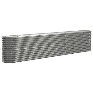 vidaXL Powder-Coated Steel Raised Garden Bed in Gray