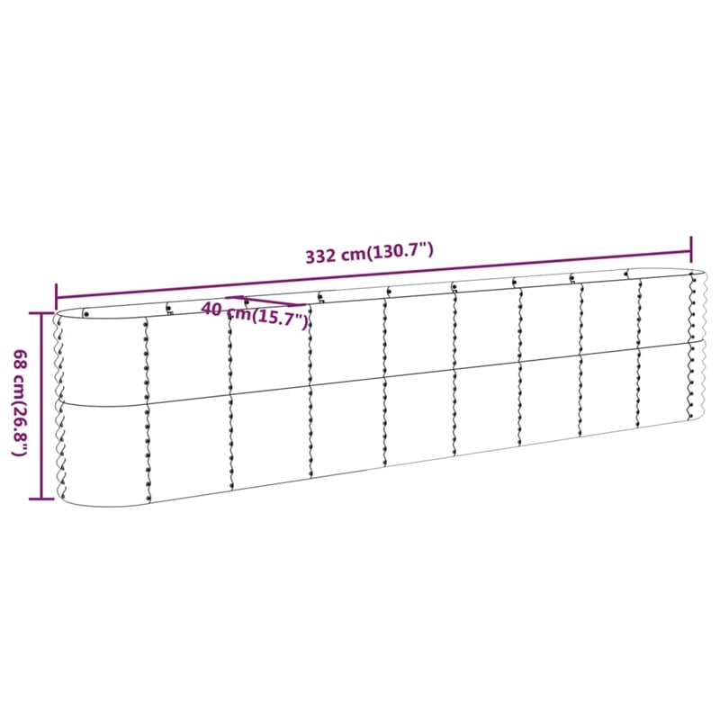 vidaXL Powder-Coated Steel Raised Garden Bed in Gray