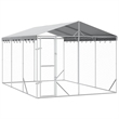 vidaXL Galvanized steel Outdoor Dog Kennel in Silver