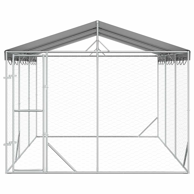 vidaXL Galvanized steel Outdoor Dog Kennel in Silver
