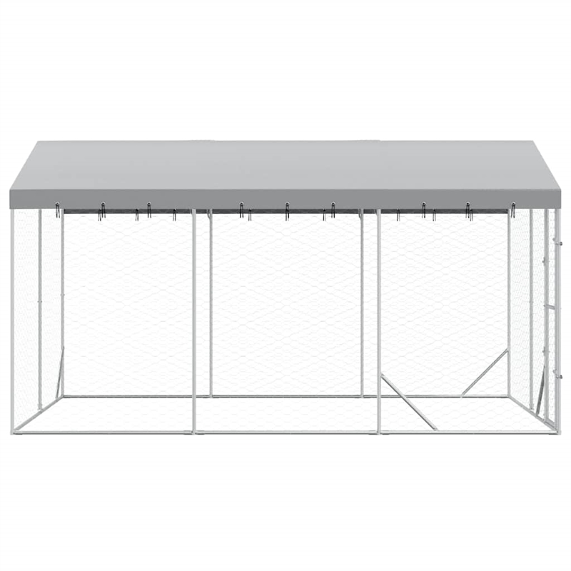 vidaXL Galvanized steel Outdoor Dog Kennel in Silver
