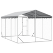 vidaXL Galvanized steel Outdoor Dog Kennel in Silver
