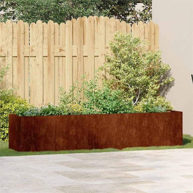 vidaXL Large Steel Garden Planter in Rusty