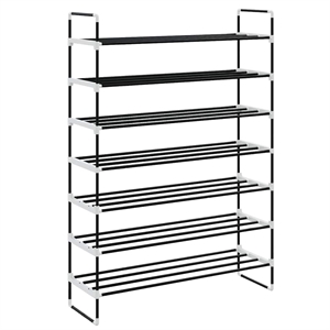 vidaXL Metal and Plastic Large Shoe Rack in Black