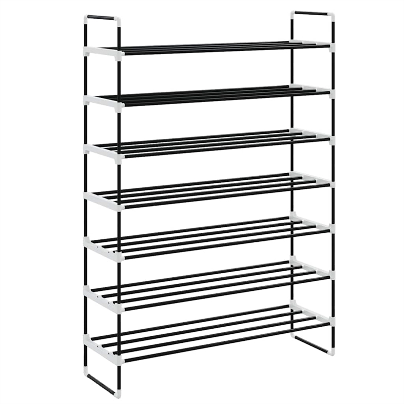 vidaXL Metal and Plastic Large Shoe Rack in Black
