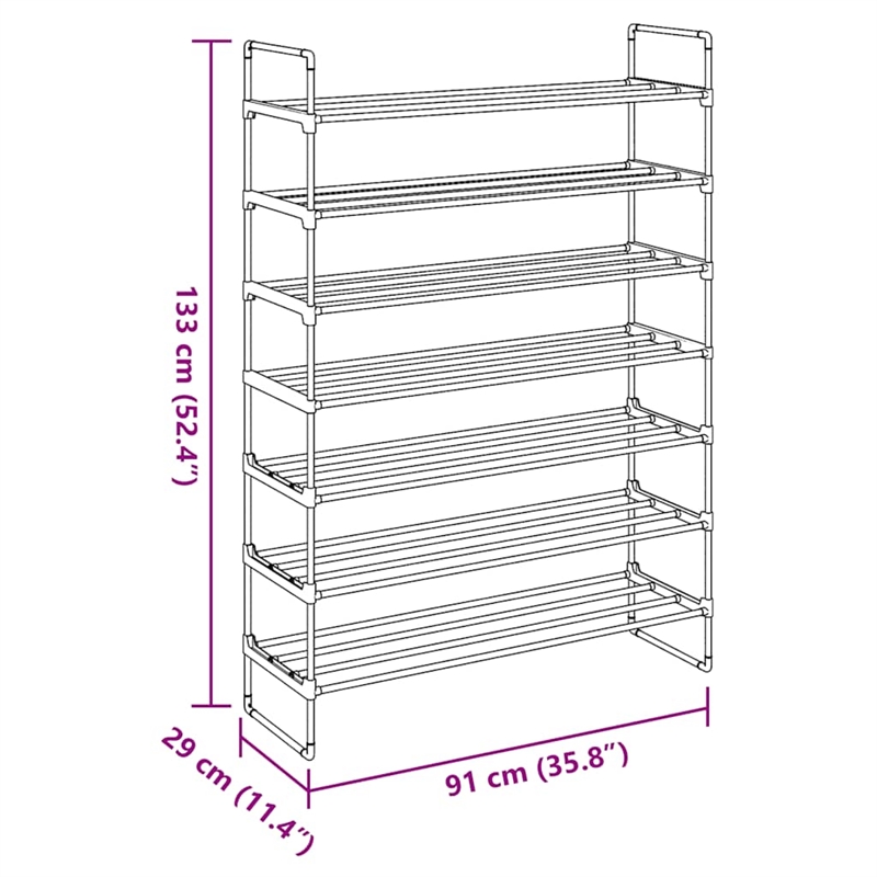 vidaXL Metal and Plastic Large Shoe Rack in Black