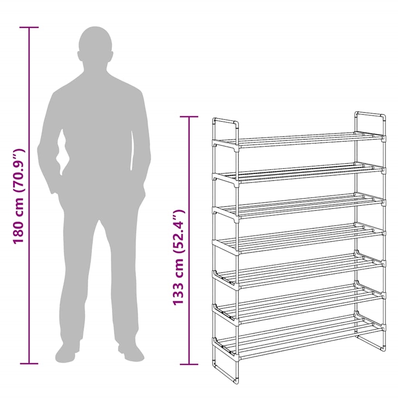 vidaXL Metal and Plastic Large Shoe Rack in Black
