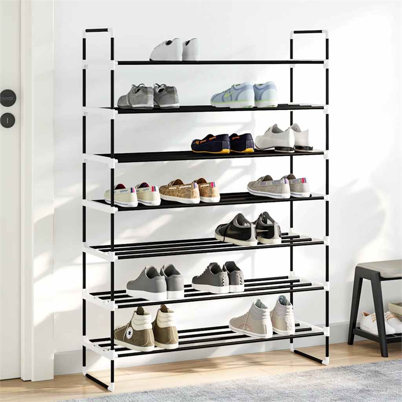 vidaXL Metal and Plastic Large Shoe Rack in Black