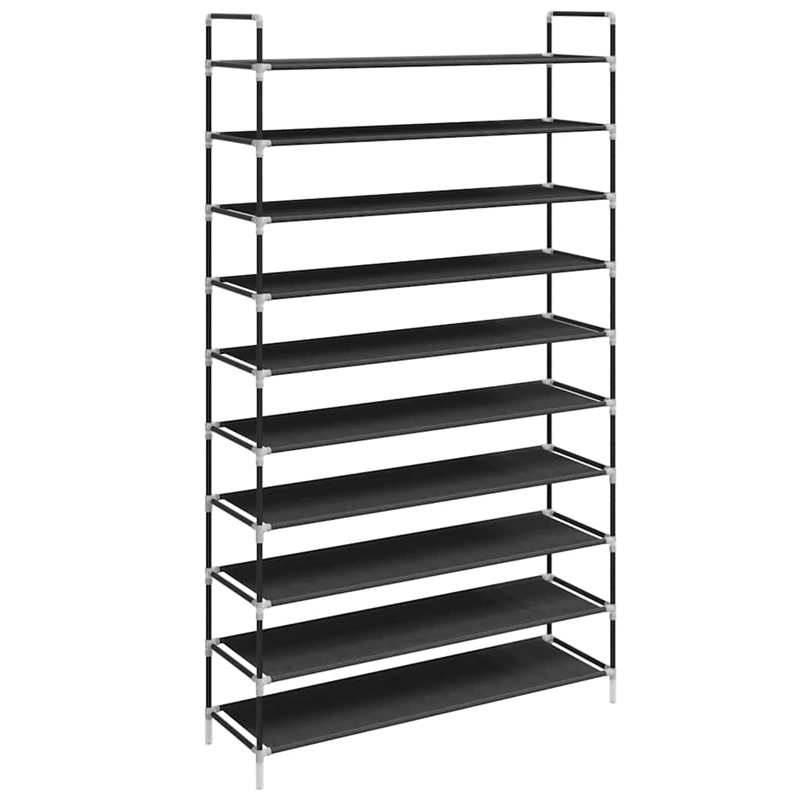 vidaXL Metal and Non-Woven Fabric Lightweight Shoe Rack in Black