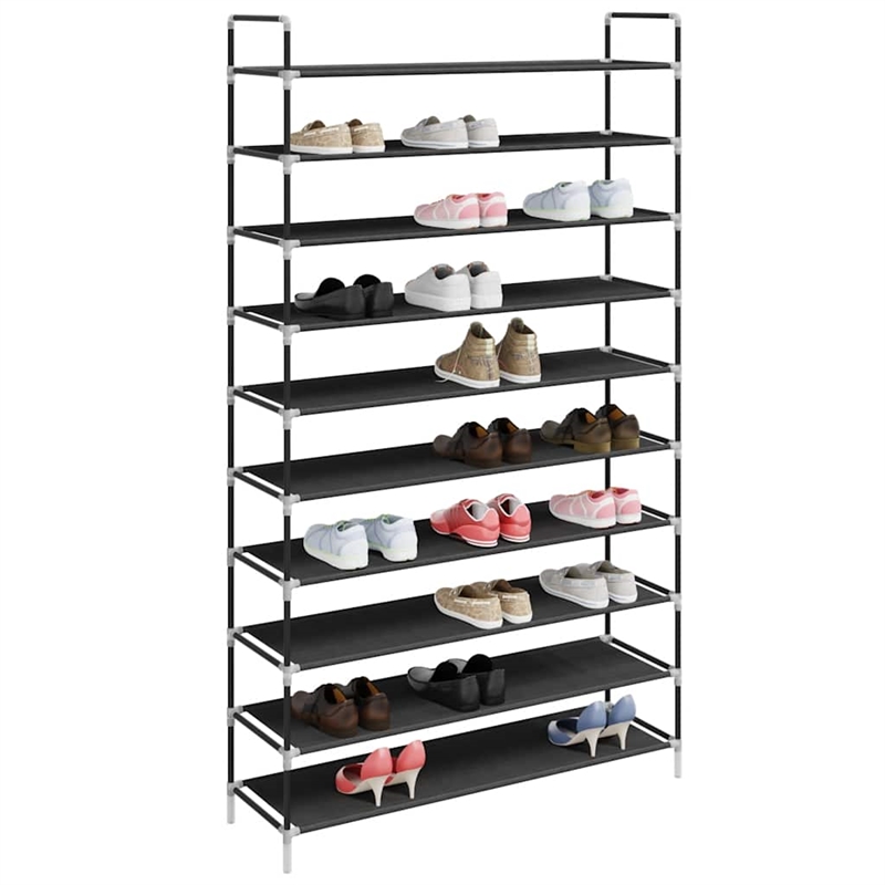 vidaXL Metal and Non-Woven Fabric Lightweight Shoe Rack in Black