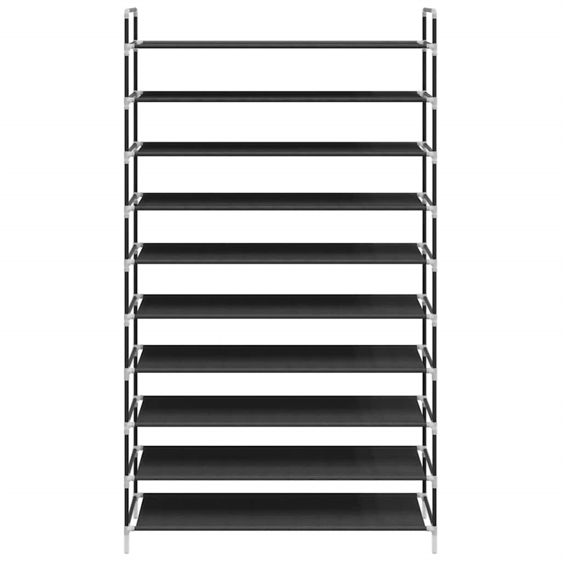 vidaXL Metal and Non-Woven Fabric Lightweight Shoe Rack in Black