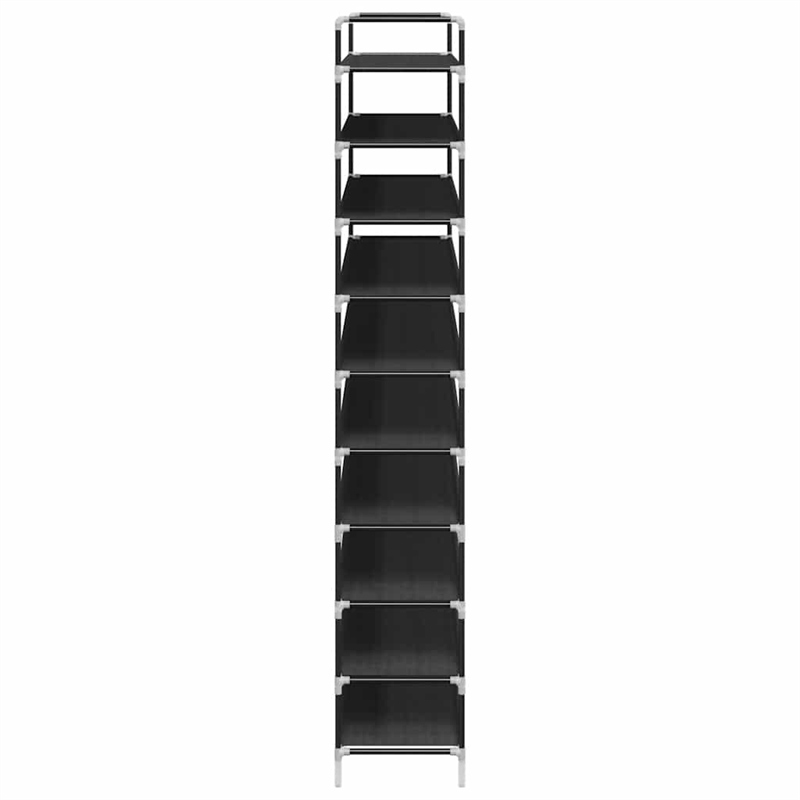 vidaXL Metal and Non-Woven Fabric Lightweight Shoe Rack in Black