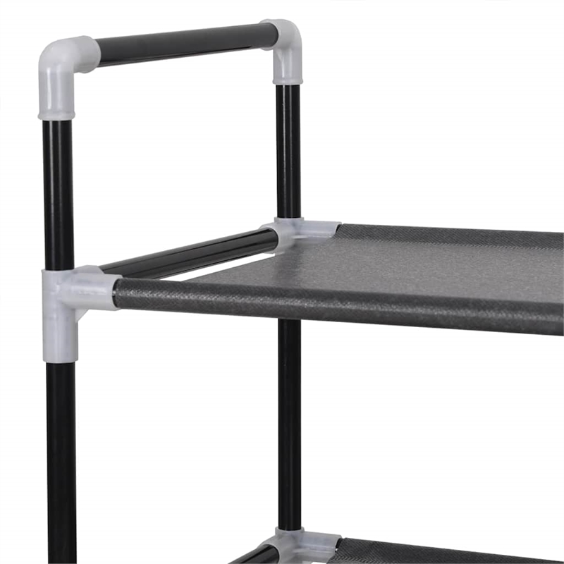 vidaXL Metal and Non-Woven Fabric Lightweight Shoe Rack in Black