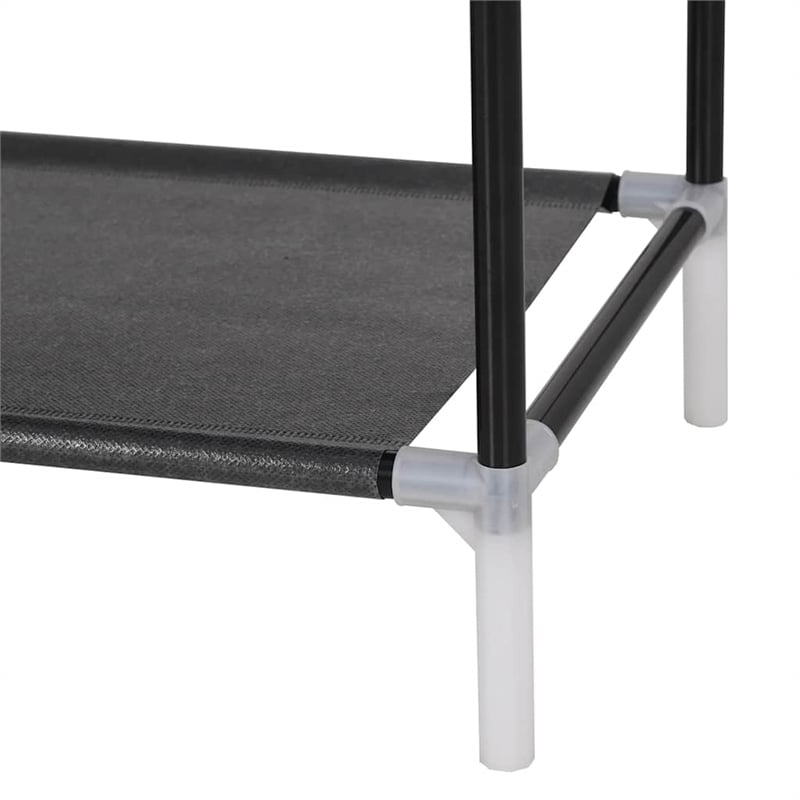 vidaXL Metal and Non-Woven Fabric Lightweight Shoe Rack in Black