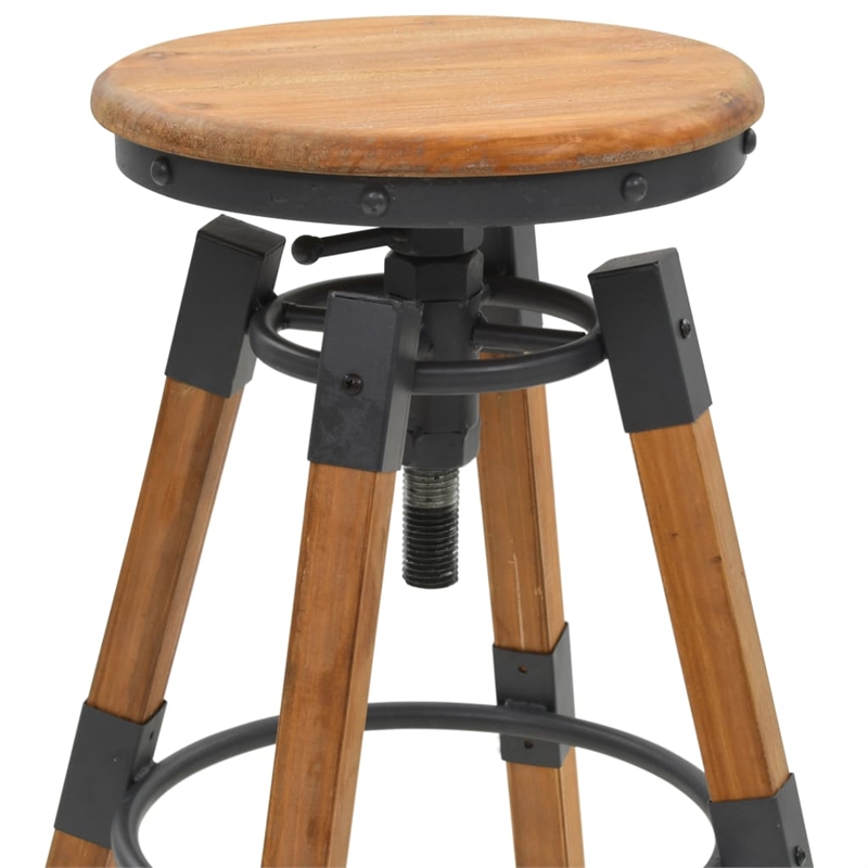 vidaXL Natural Wood Bar Stool Set of 2 in Brown