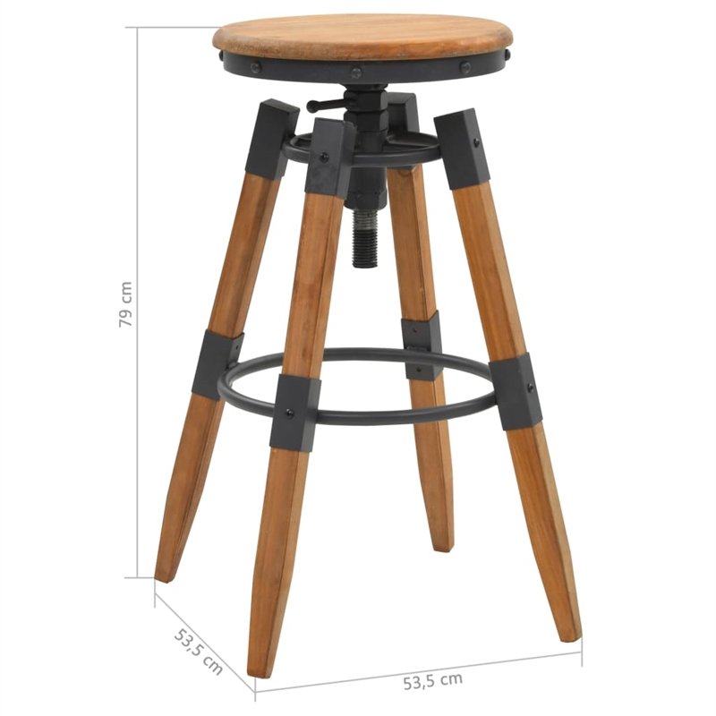 vidaXL Natural Wood Bar Stool Set of 2 in Brown
