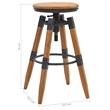 vidaXL Natural Wood Bar Stool Set of 2 in Brown