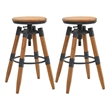 vidaXL Natural Wood Bar Stool Set of 2 in Brown