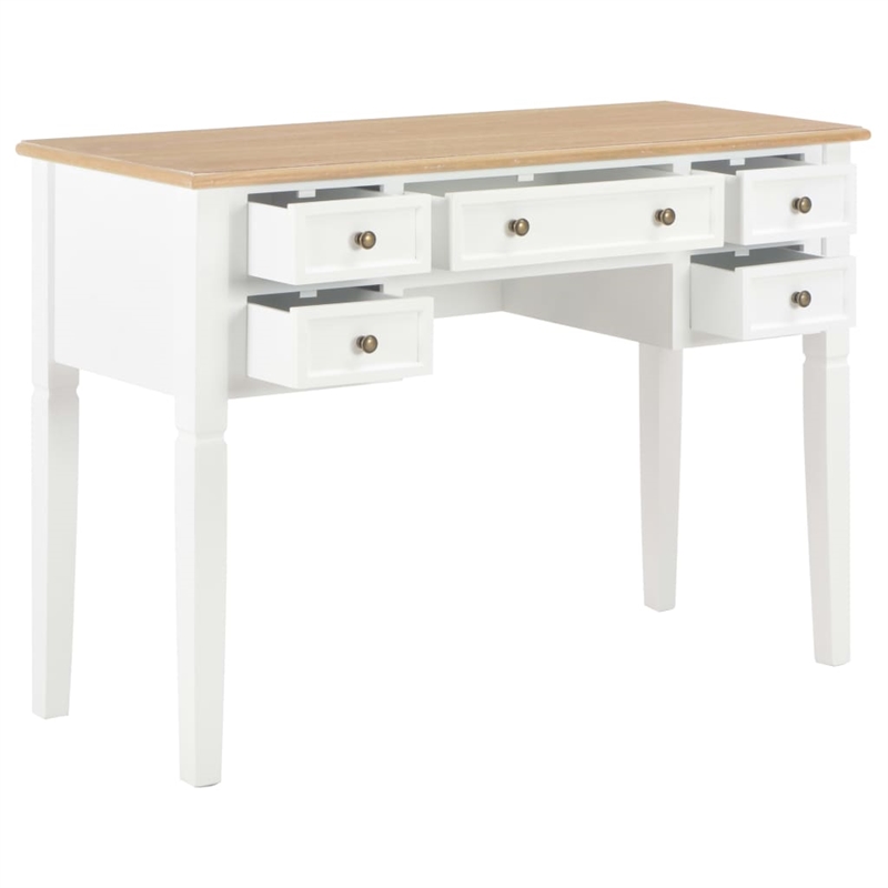 vidaXL Pinewood Standard Writing Desk in White/Brown