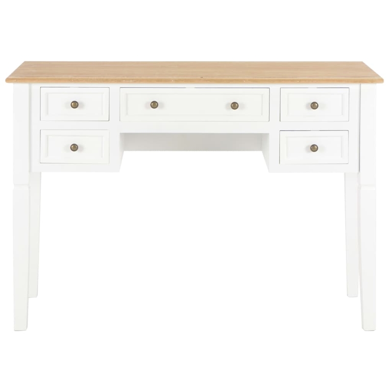 vidaXL Pinewood Standard Writing Desk in White/Brown