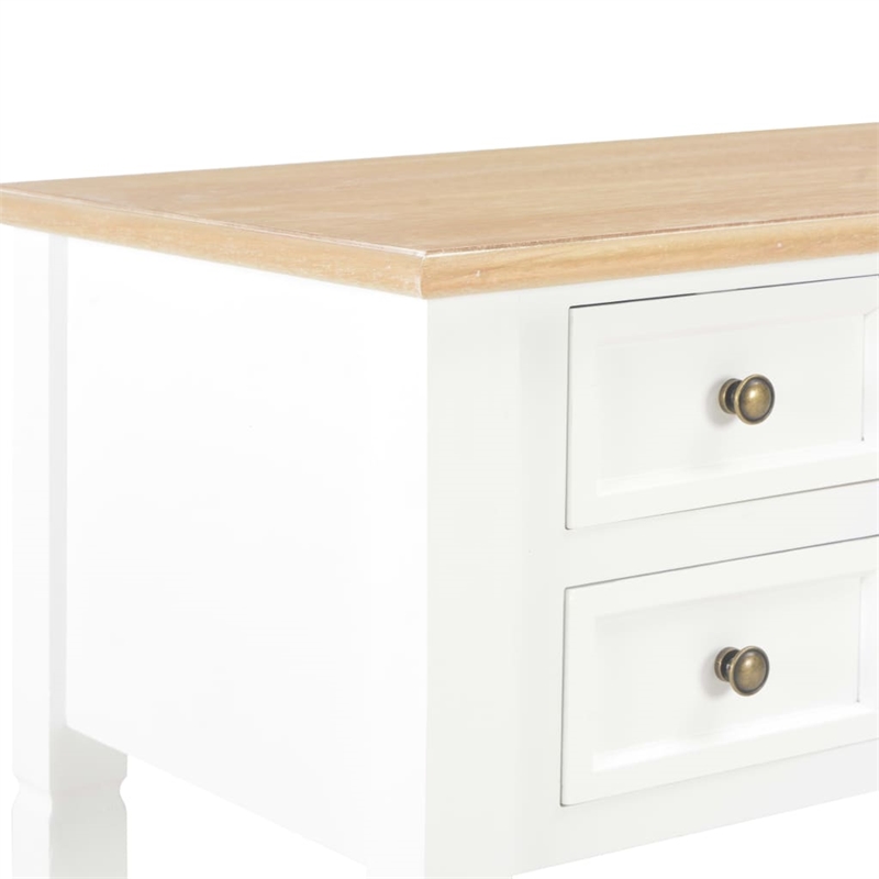 vidaXL Pinewood Standard Writing Desk in White/Brown