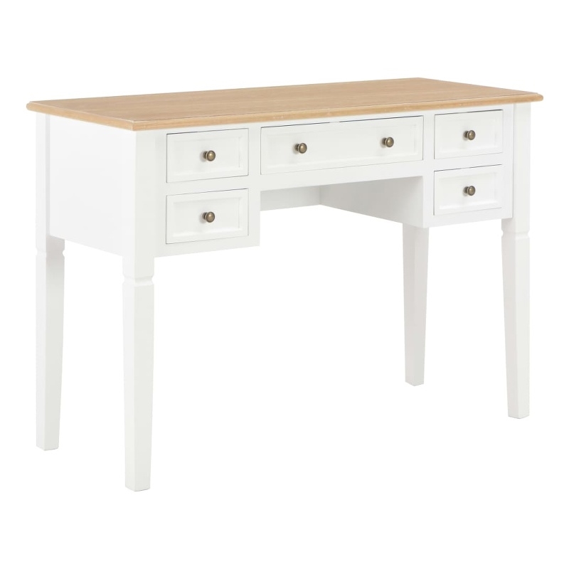 vidaXL Pinewood Standard Writing Desk in White/Brown