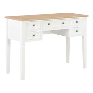 vidaXL Pinewood Standard Writing Desk in White/Brown