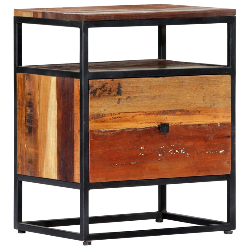 vidaXL Solid Reclaimed Wood Small Bedside Cabinet in Multicolor