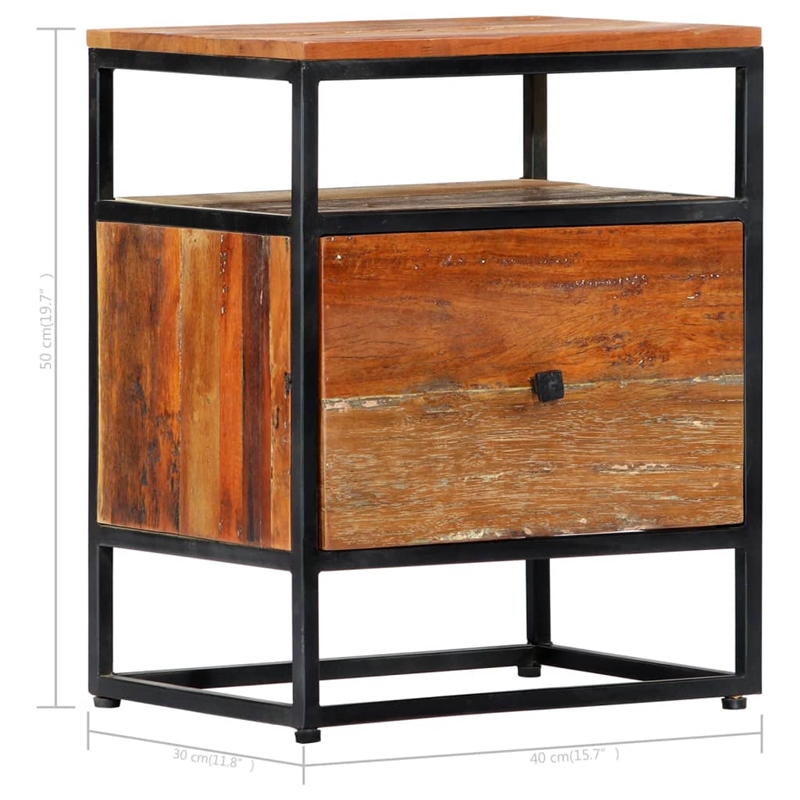 vidaXL Solid Reclaimed Wood Small Bedside Cabinet in Multicolor