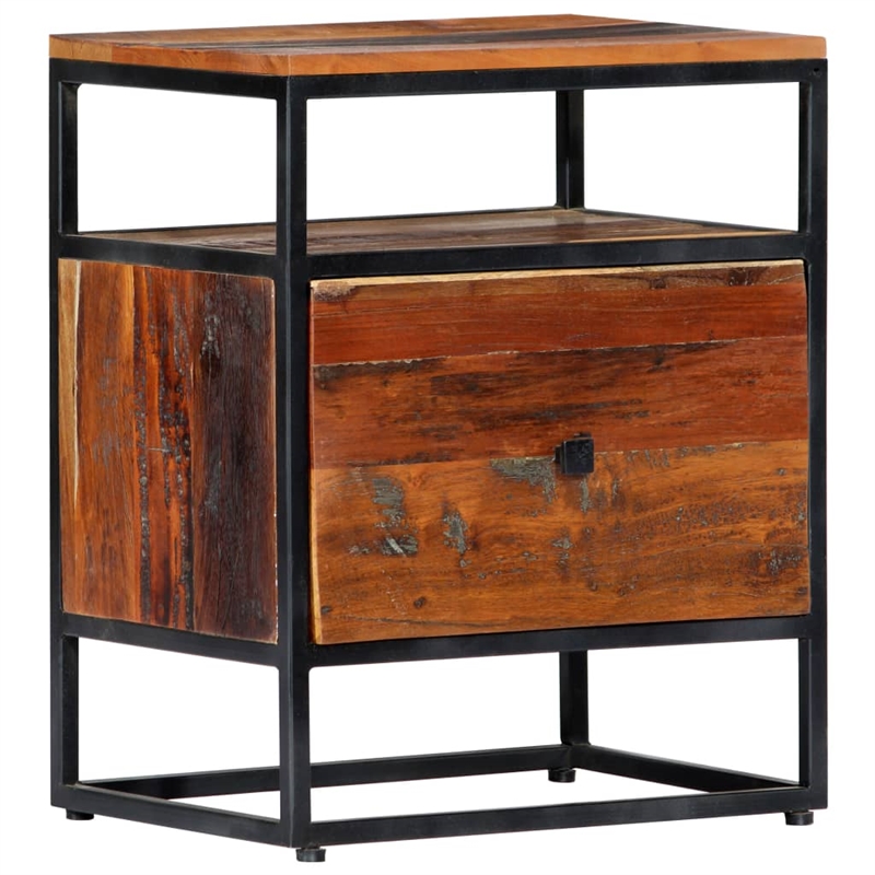 vidaXL Solid Reclaimed Wood Small Bedside Cabinet in Multicolor