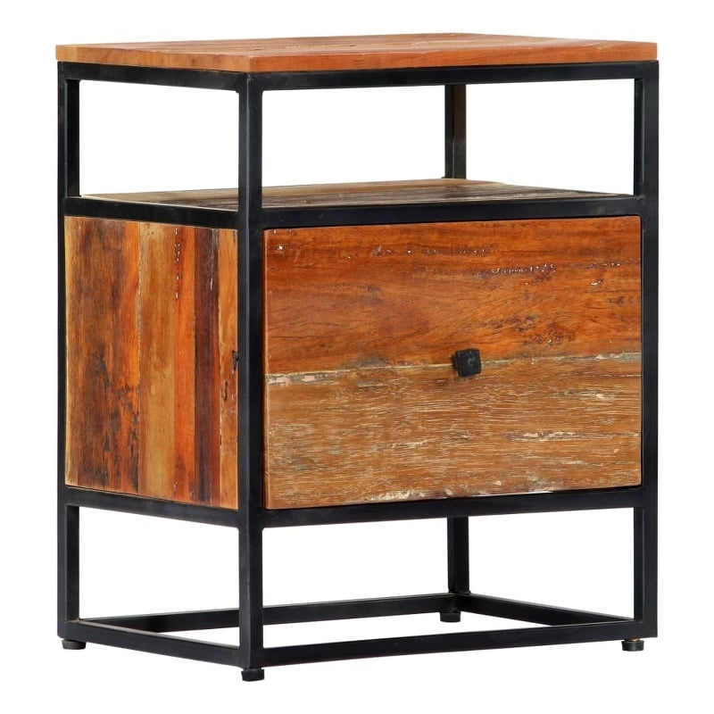 vidaXL Solid Reclaimed Wood Small Bedside Cabinet in Multicolor