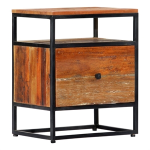 vidaXL Solid Reclaimed Wood Small Bedside Cabinet in Multicolor