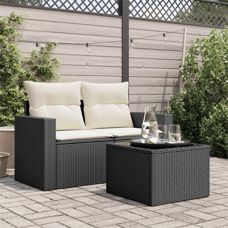 vidaXL PE Rattan Garden Table in Black