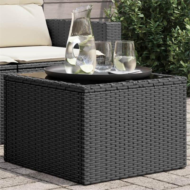 vidaXL PE Rattan Garden Table in Black