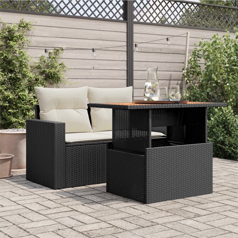 vidaXL Acacia Wood Garden Table in Black