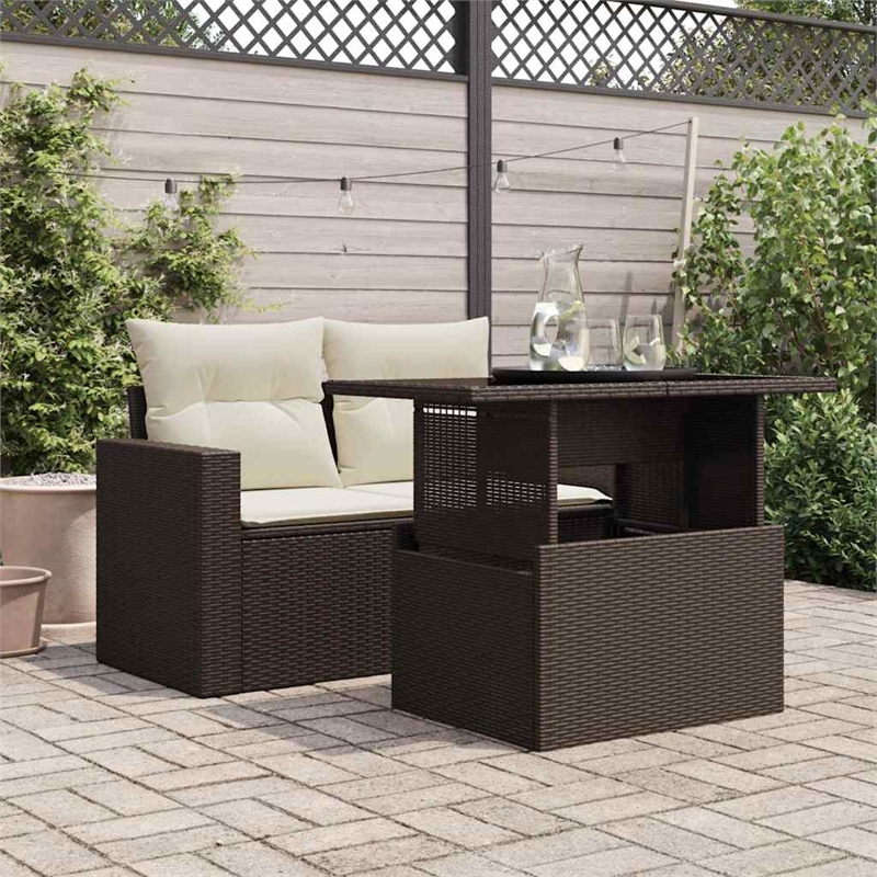 vidaXL PE rattan Garden Table in Brown
